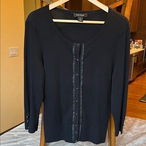 White House Black Market Black Button-Front Cardigan